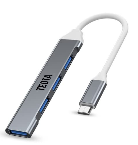 TEQTA 4 in 1 USB Hub, 4 x USB MultiPort Hub for MacBook, iPhone, Windows Laptops & Android (USB C to A Hub)